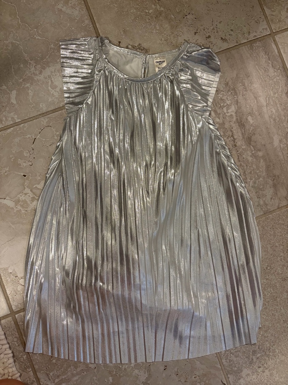 OshKosh B'gosh Shimmery Silver Pleated Girls Dress